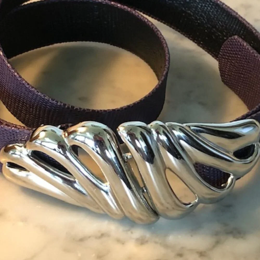 DOTTY SMITH Vintage Silver Belt Buckle & Interchangeable Purple Belt Strip